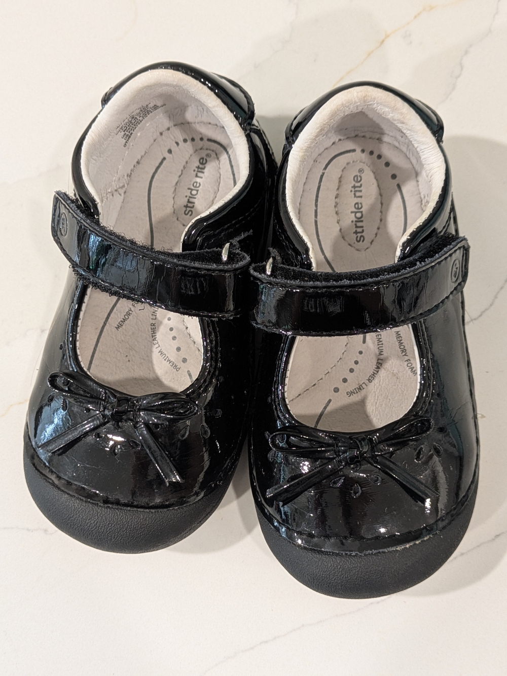 Stride Rite Toddler Black Patent Mary Jane Shoes with Bow
